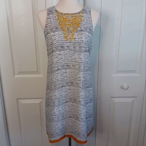 Striped Sleeveless Dress with Gold Accents